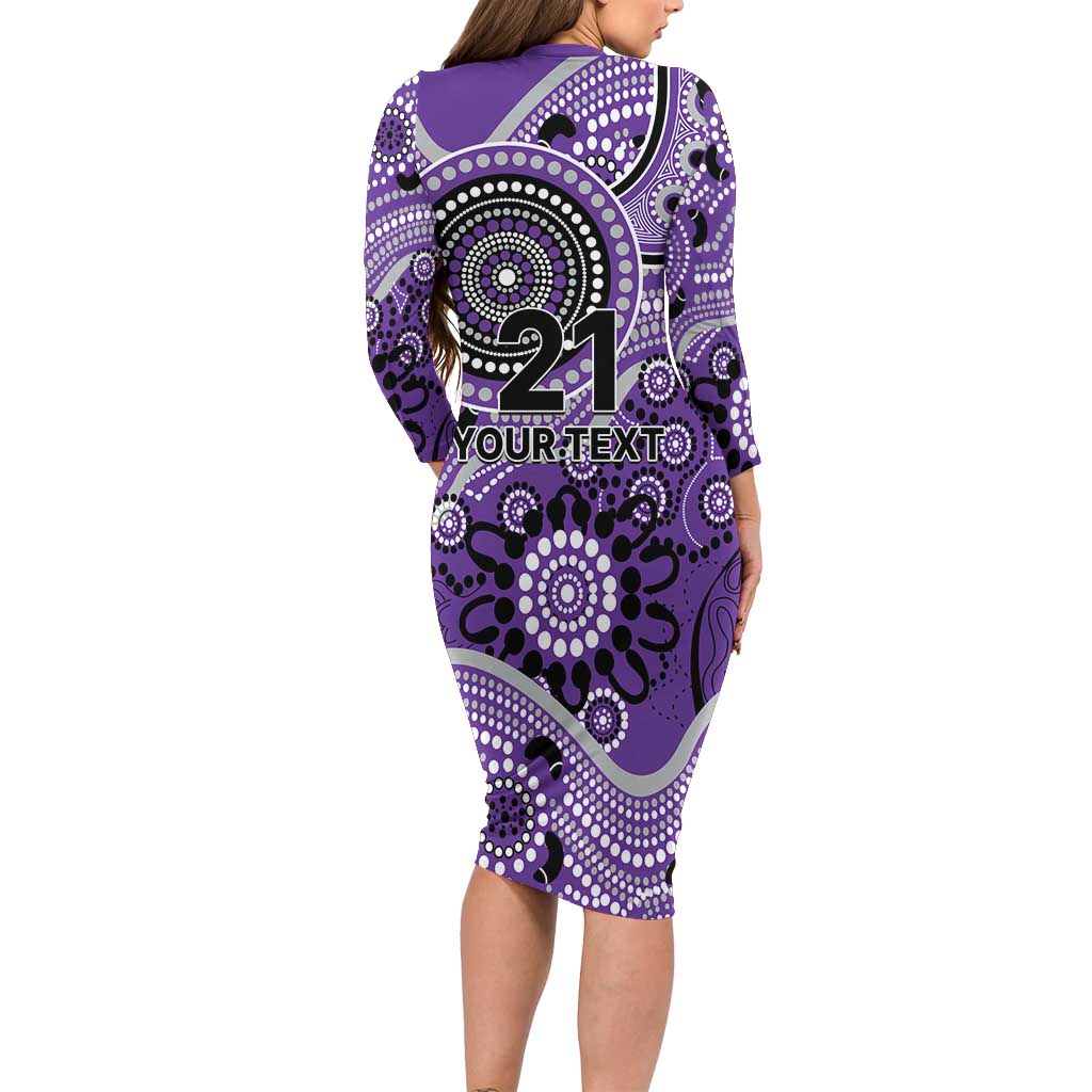 Hurricanes Cricket Custom Family Matching Long Sleeve Bodycon Dress and Hawaiian Shirt Australian Aboriginal