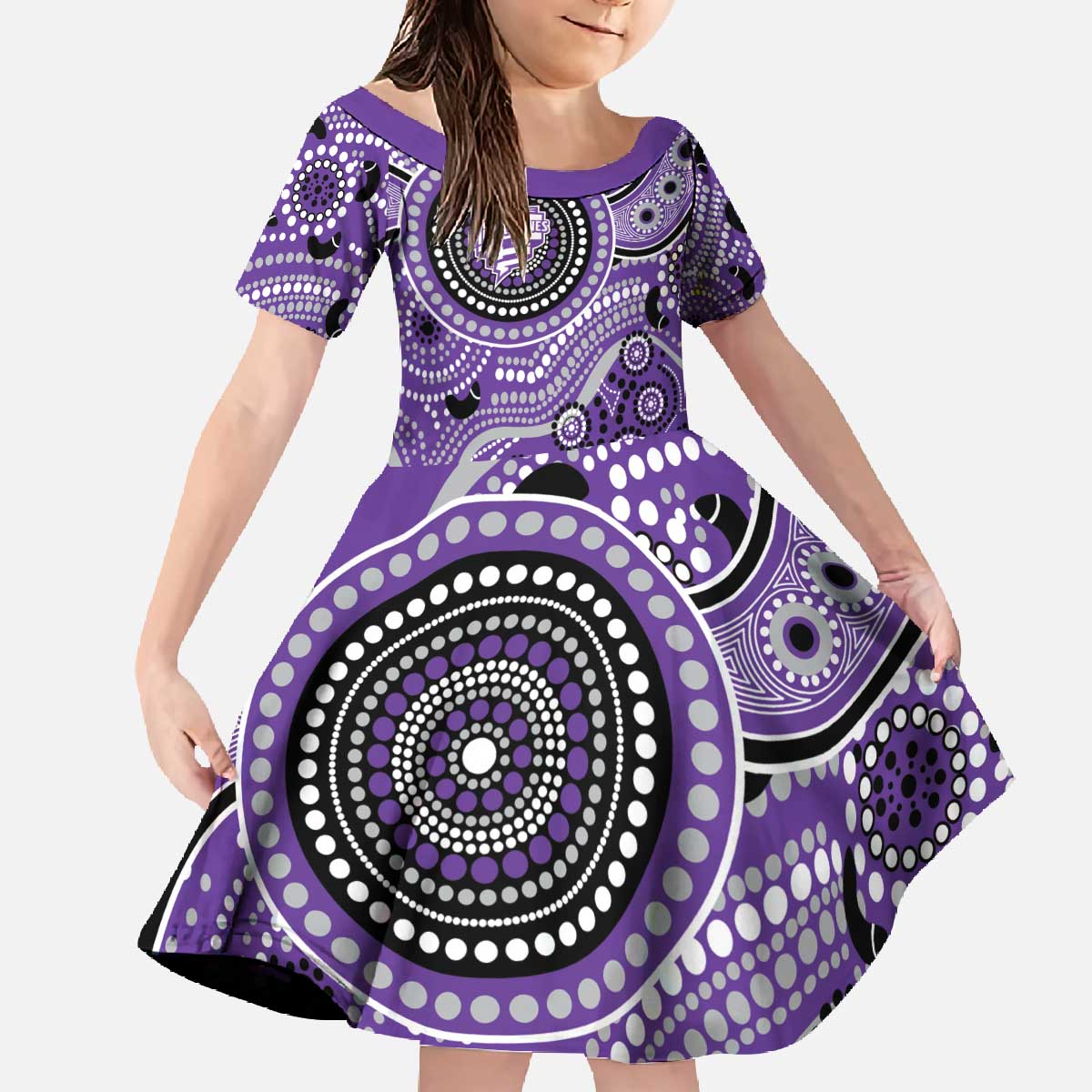 Hurricanes Cricket Custom Family Matching Off The Shoulder Long Sleeve Dress and Hawaiian Shirt Australian Aboriginal