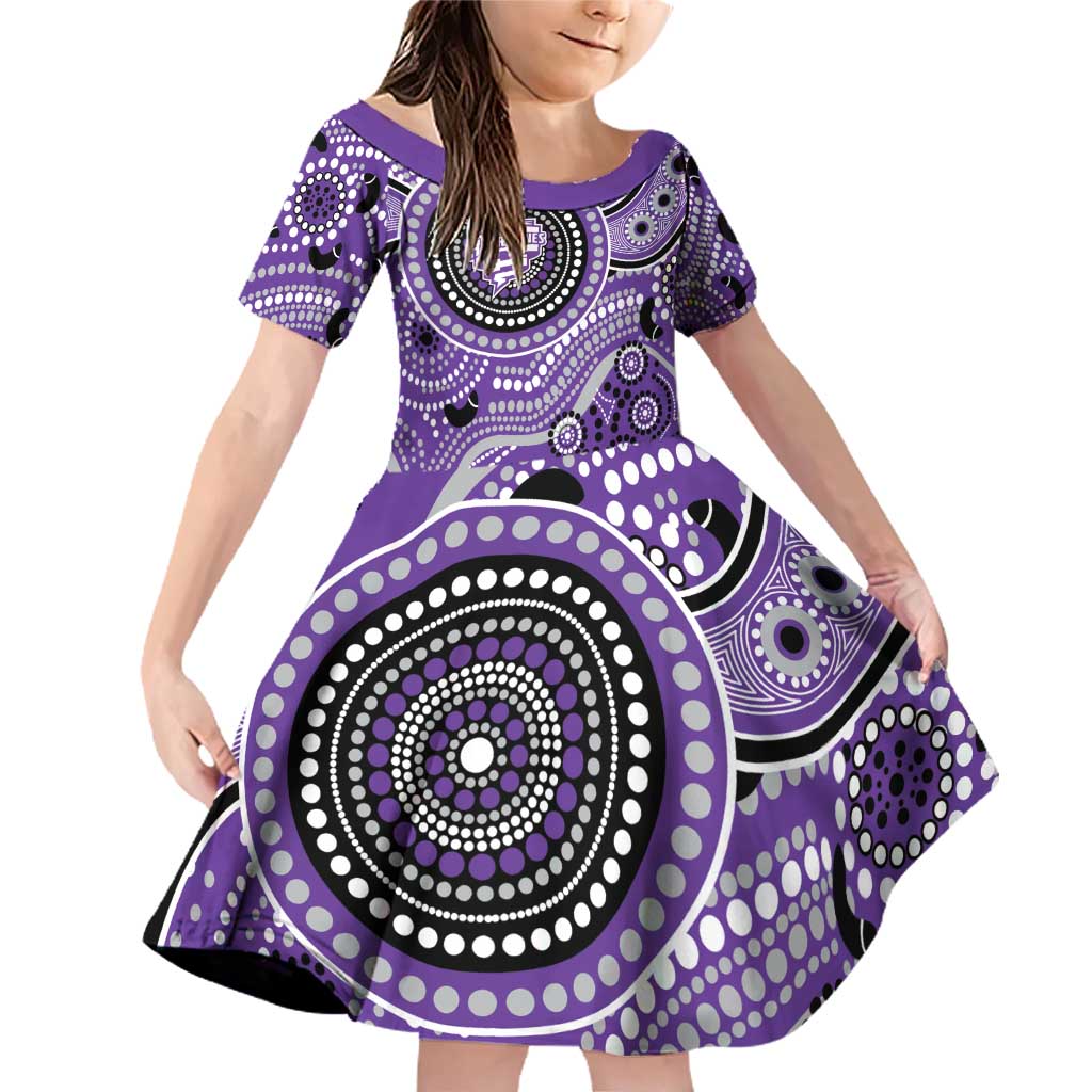 Hurricanes Cricket Custom Family Matching Off Shoulder Short Dress and Hawaiian Shirt Australian Aboriginal