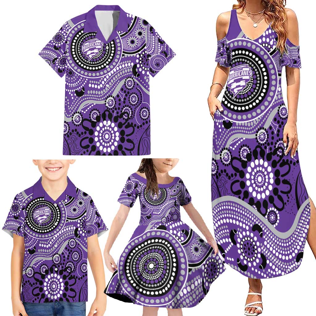 Hurricanes Cricket Custom Family Matching Summer Maxi Dress and Hawaiian Shirt Australian Aboriginal