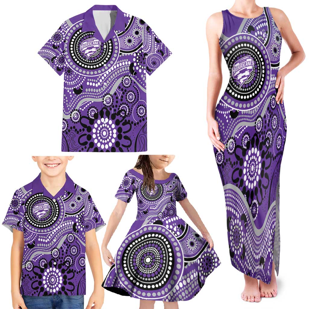 Hurricanes Cricket Custom Family Matching Tank Maxi Dress and Hawaiian Shirt Australian Aboriginal