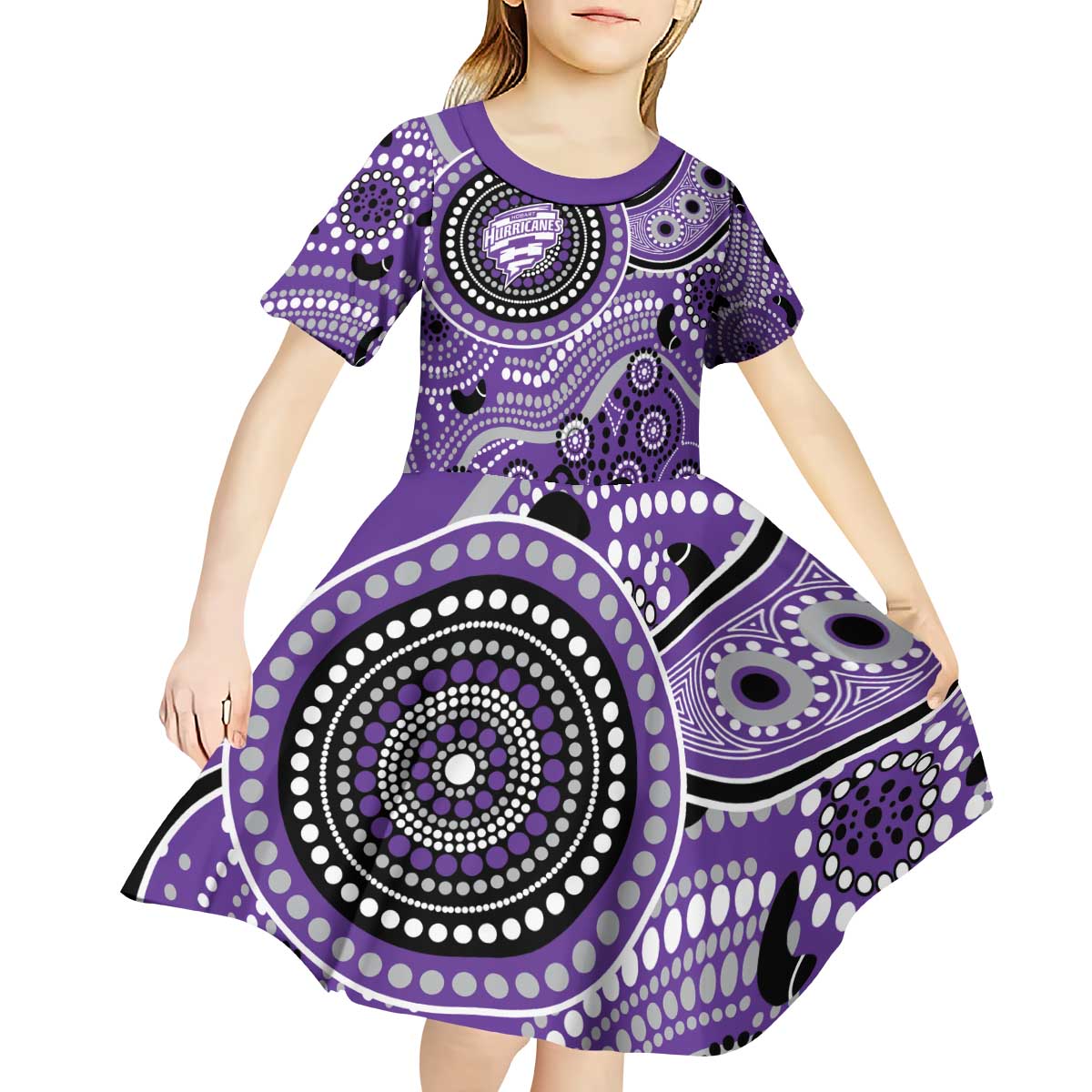 Hurricanes Cricket Custom Kid Short Sleeve Dress Australian Aboriginal