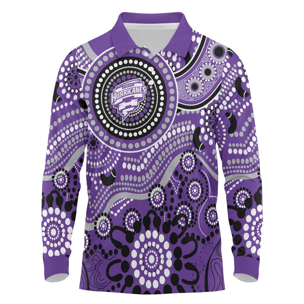 Hurricanes Cricket Custom Long Sleeve Polo Shirt Australian Aboriginal