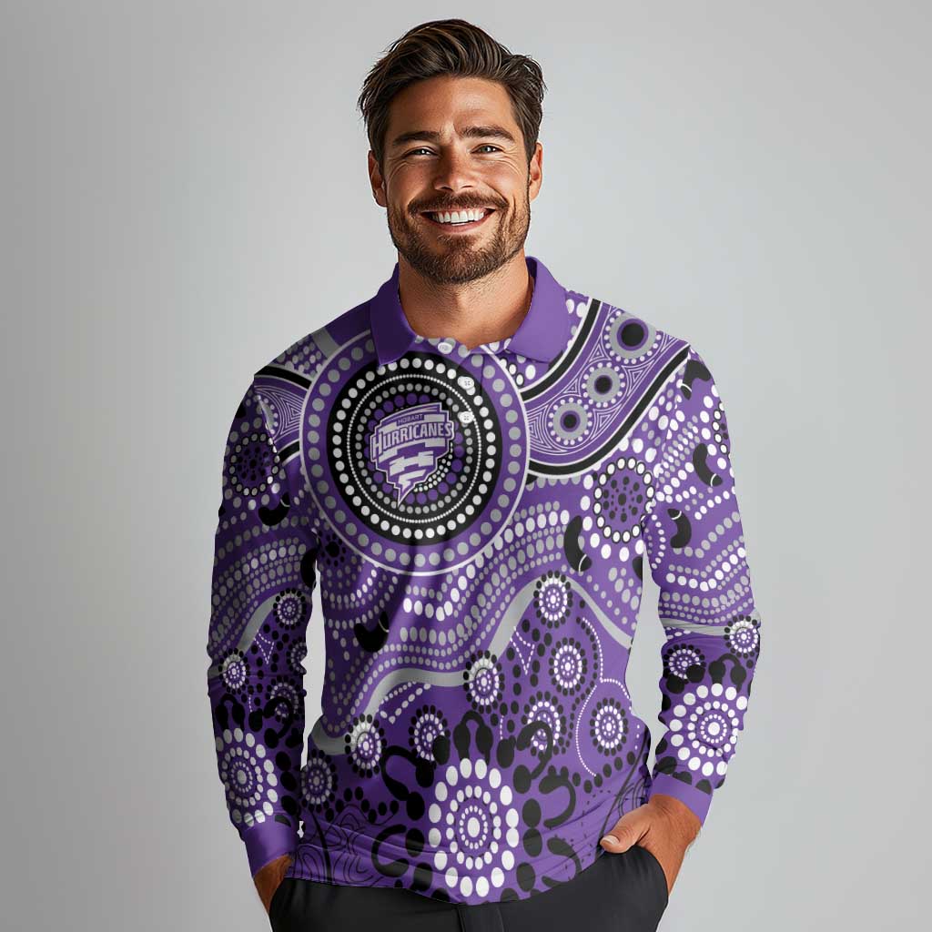 Hurricanes Cricket Custom Long Sleeve Polo Shirt Australian Aboriginal