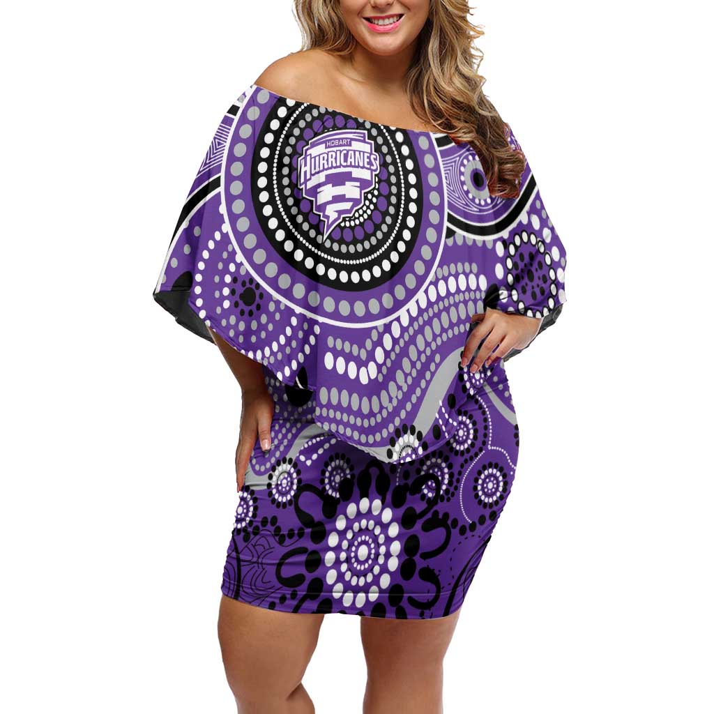 Hurricanes Cricket Custom Off Shoulder Short Dress Australian Aboriginal