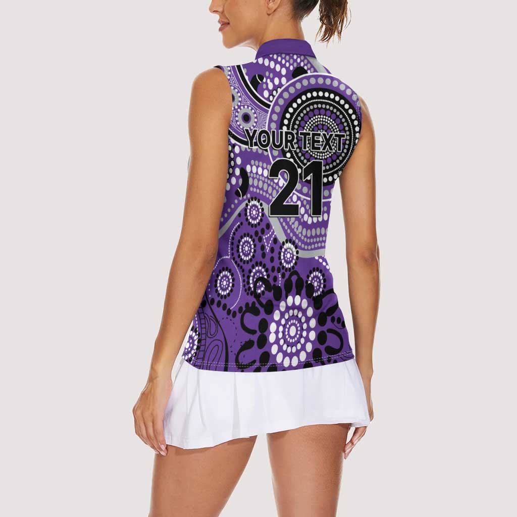 Hurricanes Cricket Custom Women Sleeveless Polo Shirt Australian Aboriginal