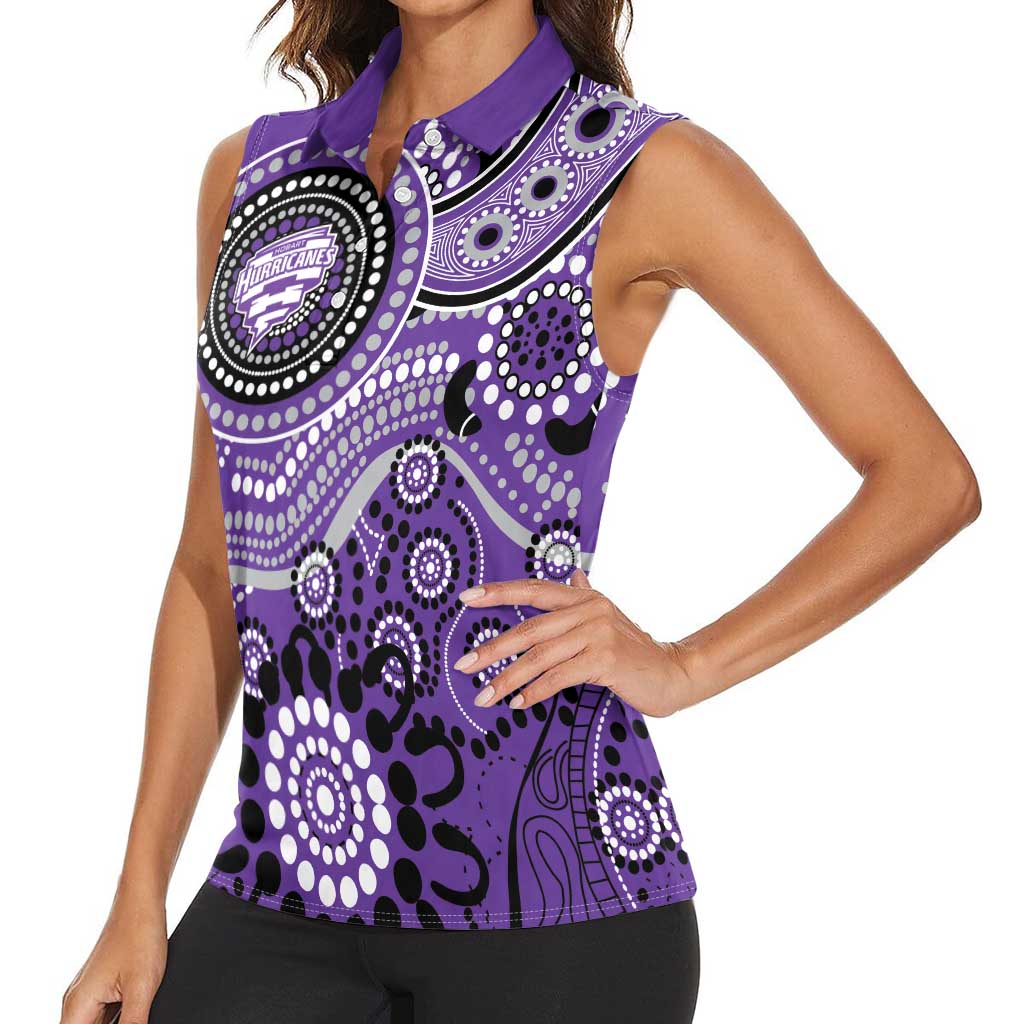 Hurricanes Cricket Custom Women Sleeveless Polo Shirt Australian Aboriginal