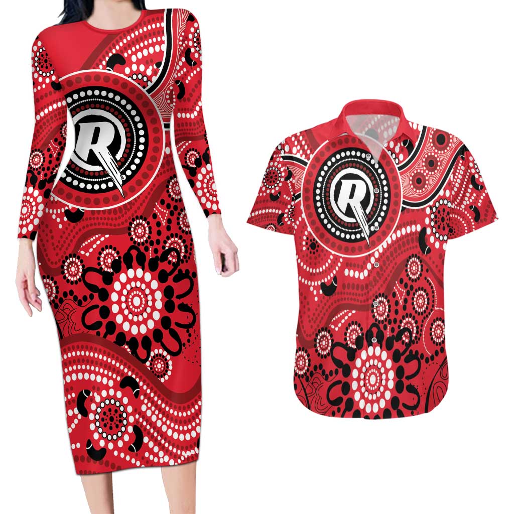 Renegades Cricket Custom Couples Matching Long Sleeve Bodycon Dress and Hawaiian Shirt Australian Aboriginal