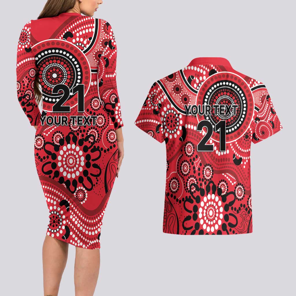 Renegades Cricket Custom Couples Matching Long Sleeve Bodycon Dress and Hawaiian Shirt Australian Aboriginal