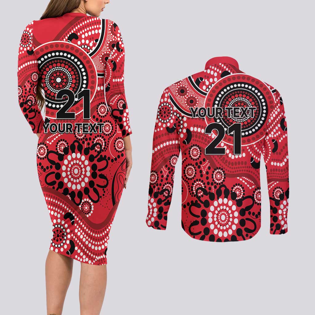 Renegades Cricket Custom Couples Matching Long Sleeve Bodycon Dress and Long Sleeve Button Shirt Australian Aboriginal