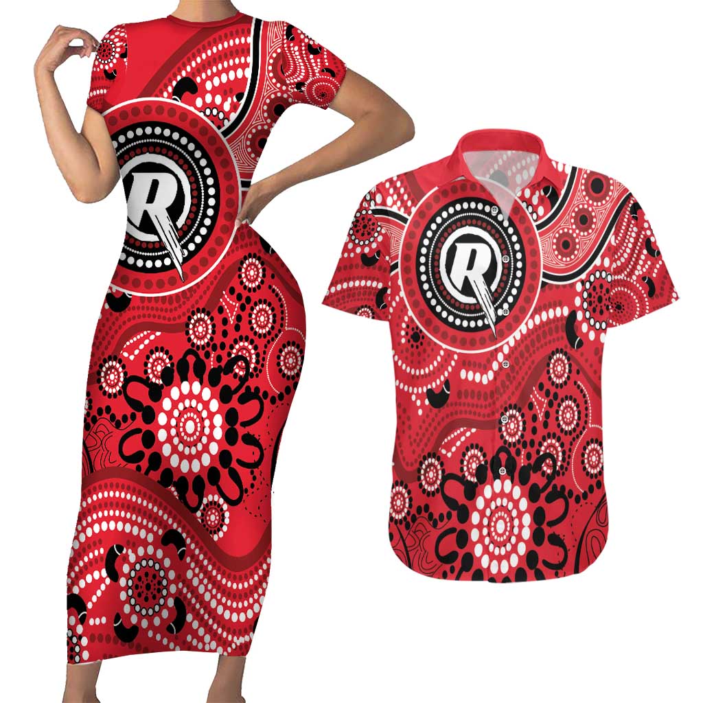 Renegades Cricket Custom Couples Matching Short Sleeve Bodycon Dress and Hawaiian Shirt Australian Aboriginal