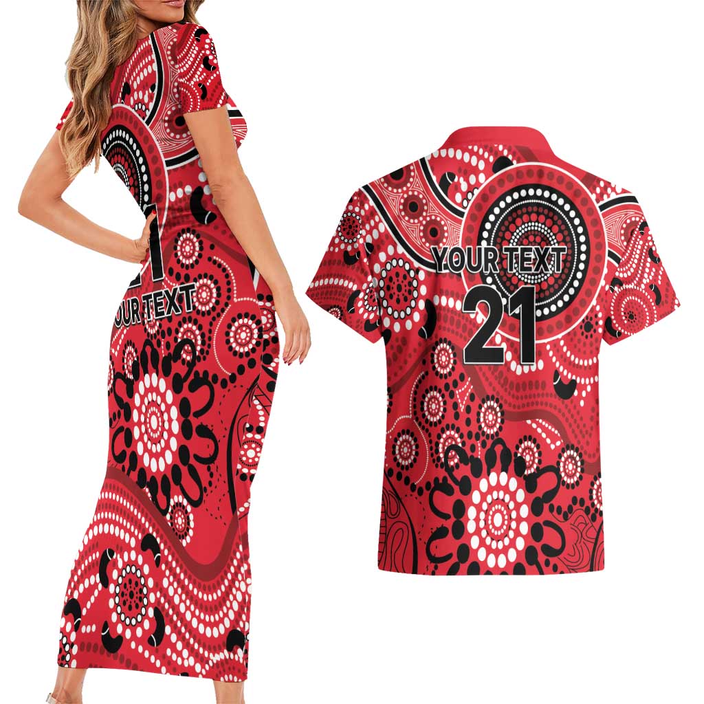 Renegades Cricket Custom Couples Matching Short Sleeve Bodycon Dress and Hawaiian Shirt Australian Aboriginal