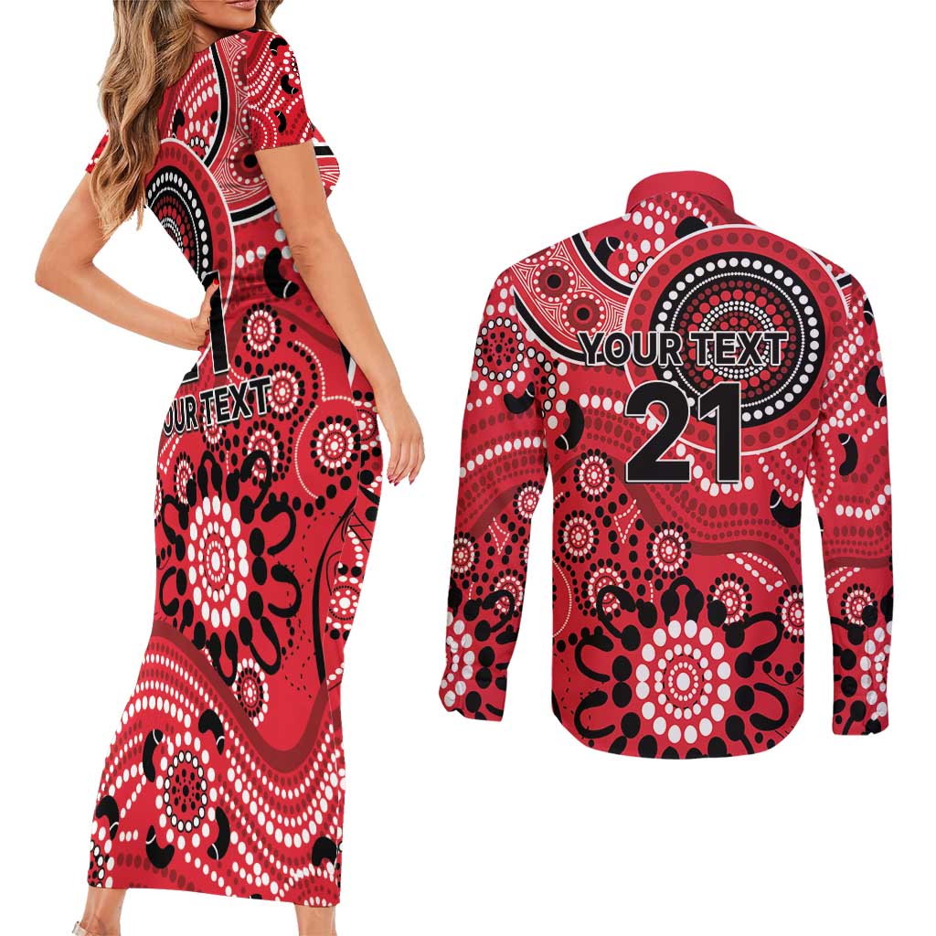 Renegades Cricket Custom Couples Matching Short Sleeve Bodycon Dress and Long Sleeve Button Shirt Australian Aboriginal