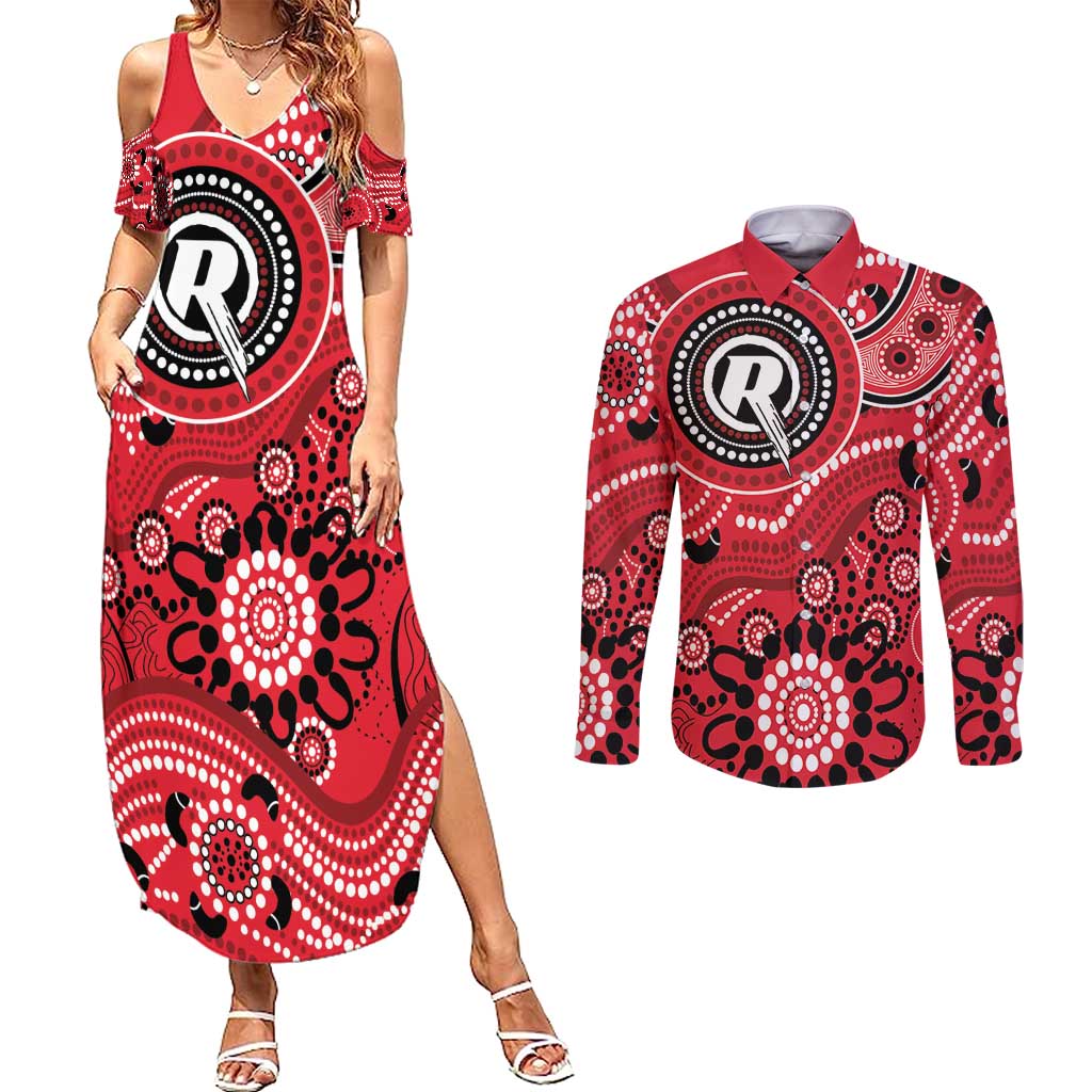 Renegades Cricket Custom Couples Matching Summer Maxi Dress and Long Sleeve Button Shirt Australian Aboriginal