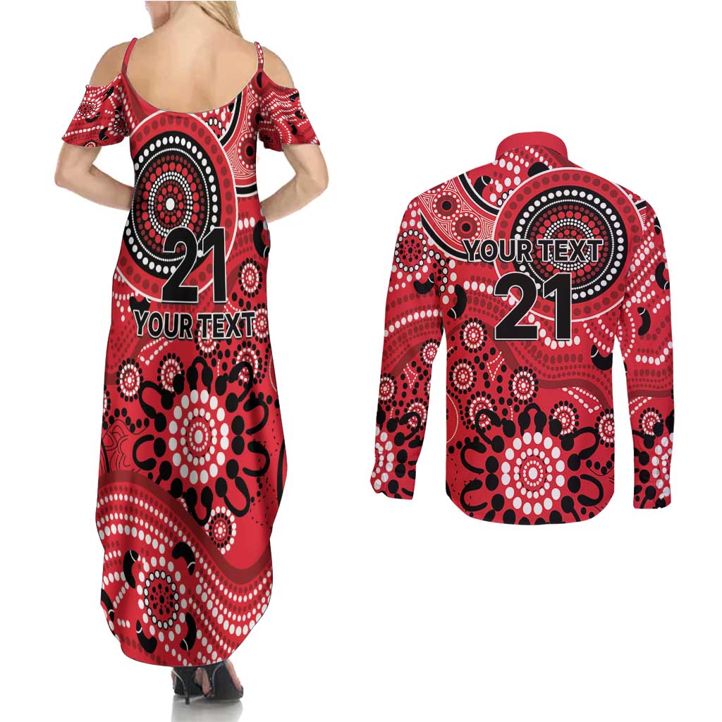 Renegades Cricket Custom Couples Matching Summer Maxi Dress and Long Sleeve Button Shirt Australian Aboriginal