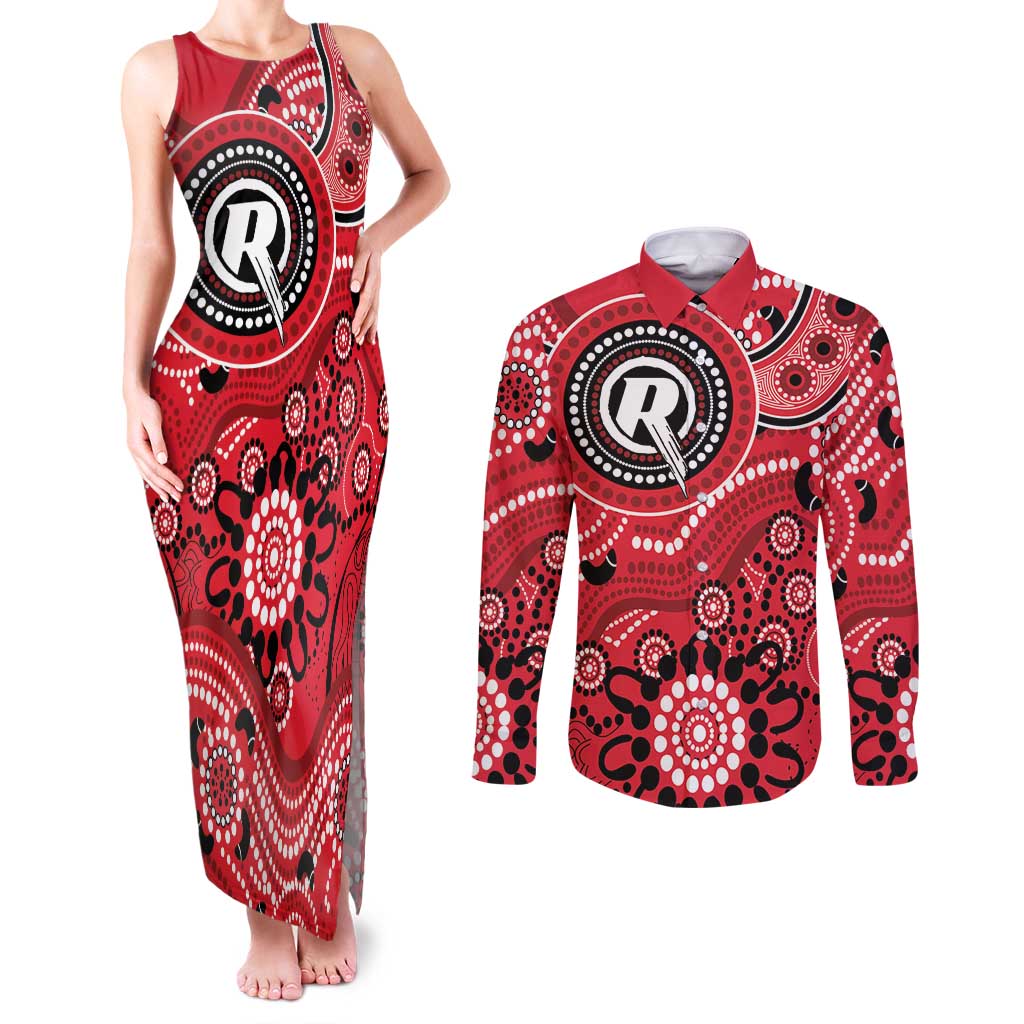 Renegades Cricket Custom Couples Matching Tank Maxi Dress and Long Sleeve Button Shirt Australian Aboriginal