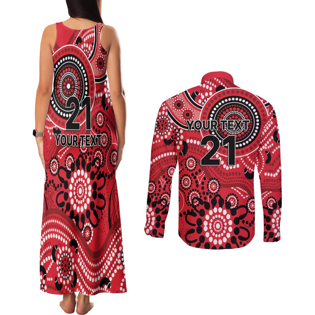 Renegades Cricket Custom Couples Matching Tank Maxi Dress and Long Sleeve Button Shirt Australian Aboriginal