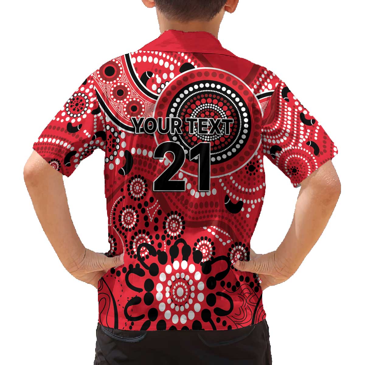 Renegades Cricket Custom Family Matching Off The Shoulder Long Sleeve Dress and Hawaiian Shirt Australian Aboriginal