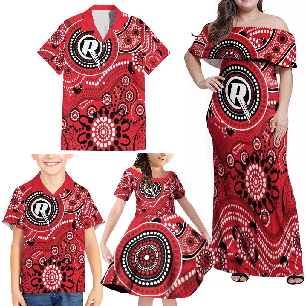 Renegades Cricket Custom Family Matching Off Shoulder Maxi Dress and Hawaiian Shirt Australian Aboriginal