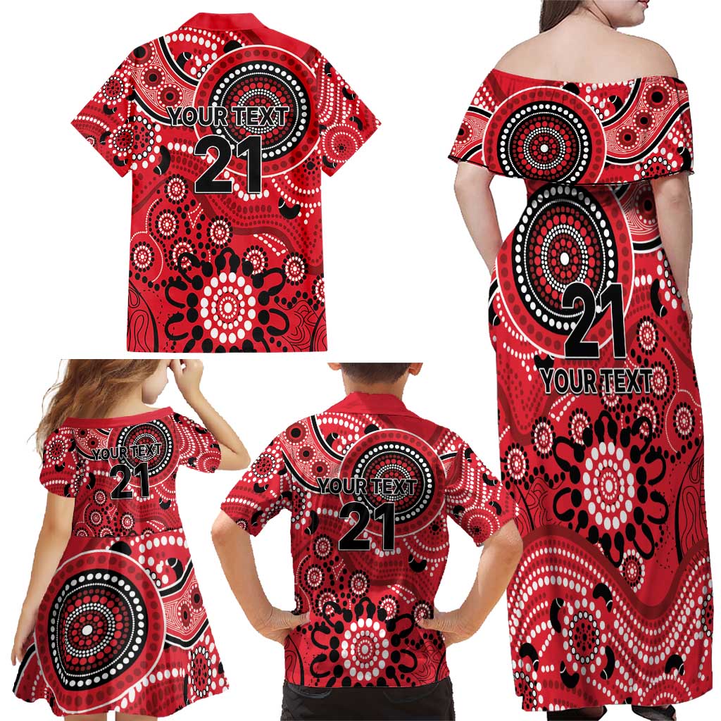 Renegades Cricket Custom Family Matching Off Shoulder Maxi Dress and Hawaiian Shirt Australian Aboriginal