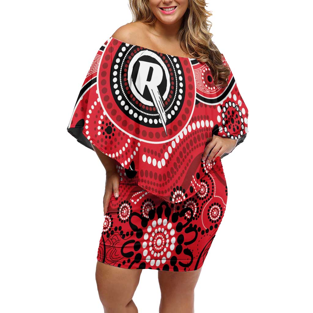 Renegades Cricket Custom Family Matching Off Shoulder Short Dress and Hawaiian Shirt Australian Aboriginal