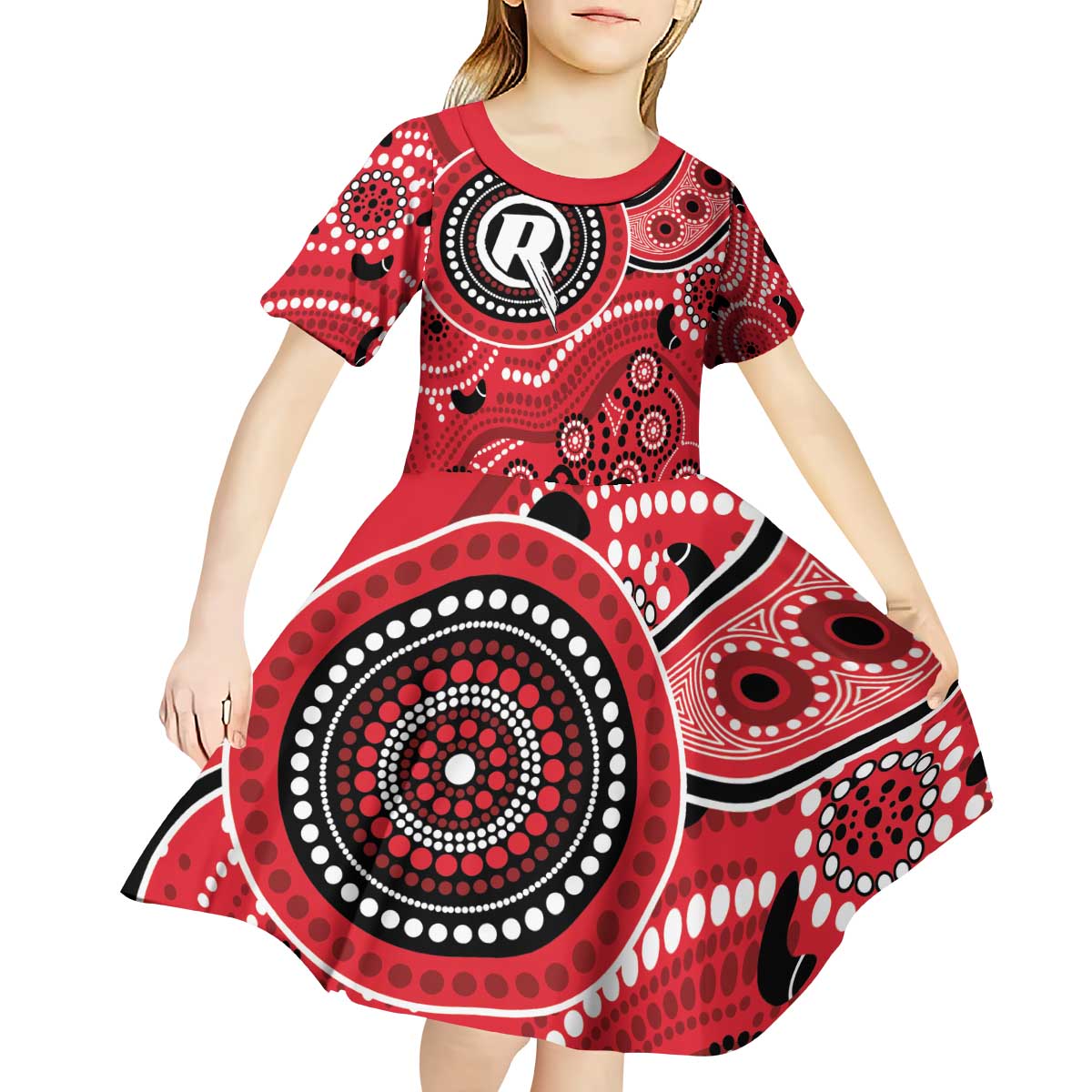 Renegades Cricket Custom Kid Short Sleeve Dress Australian Aboriginal