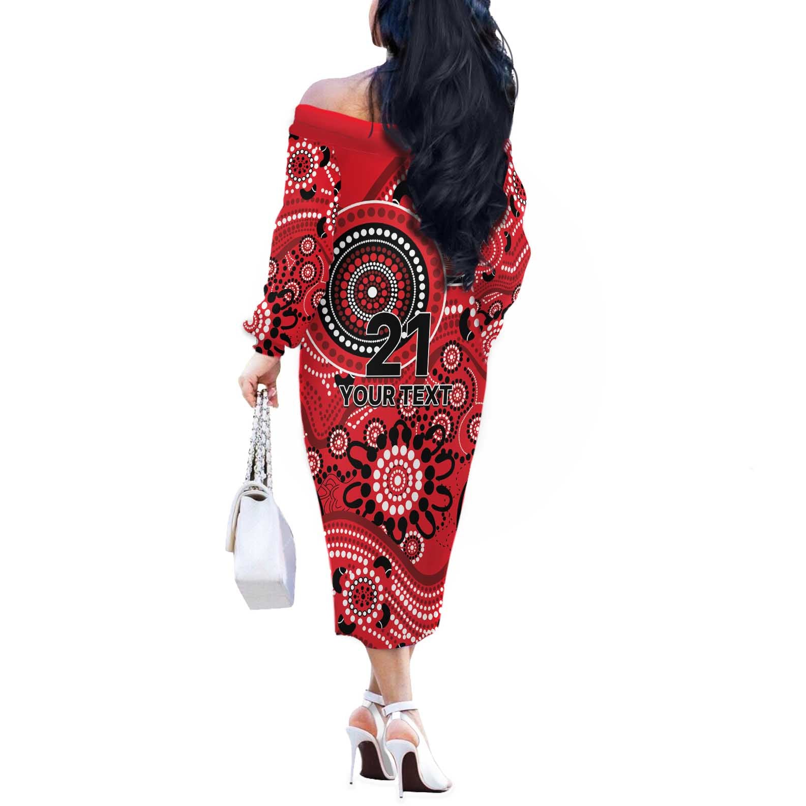 Renegades Cricket Custom Off The Shoulder Long Sleeve Dress Australian Aboriginal