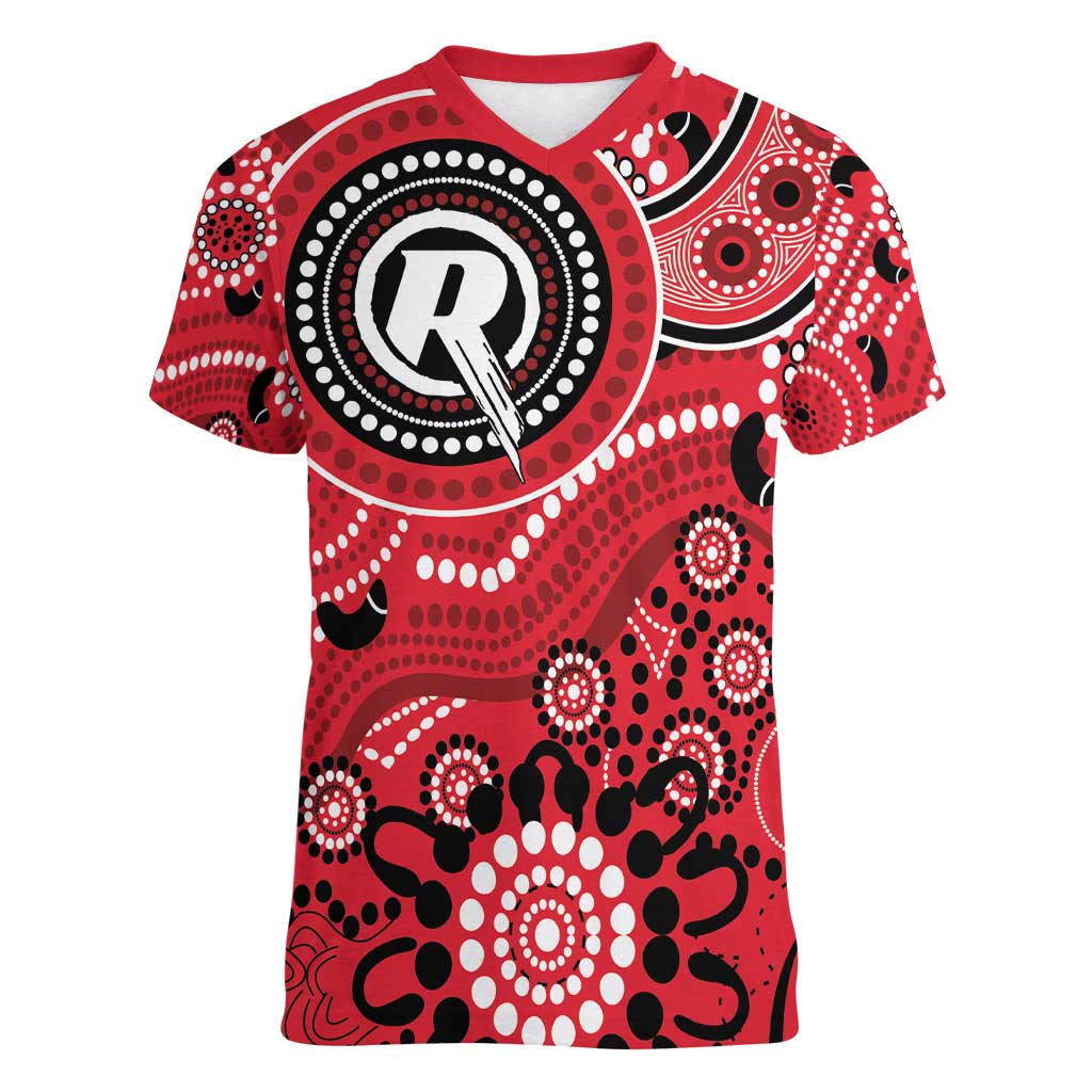 Renegades Cricket Custom Women V-Neck T-Shirt Australian Aboriginal