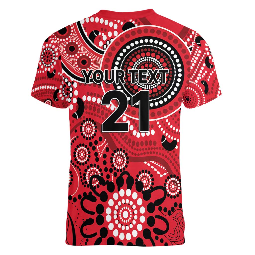 Renegades Cricket Custom Women V-Neck T-Shirt Australian Aboriginal