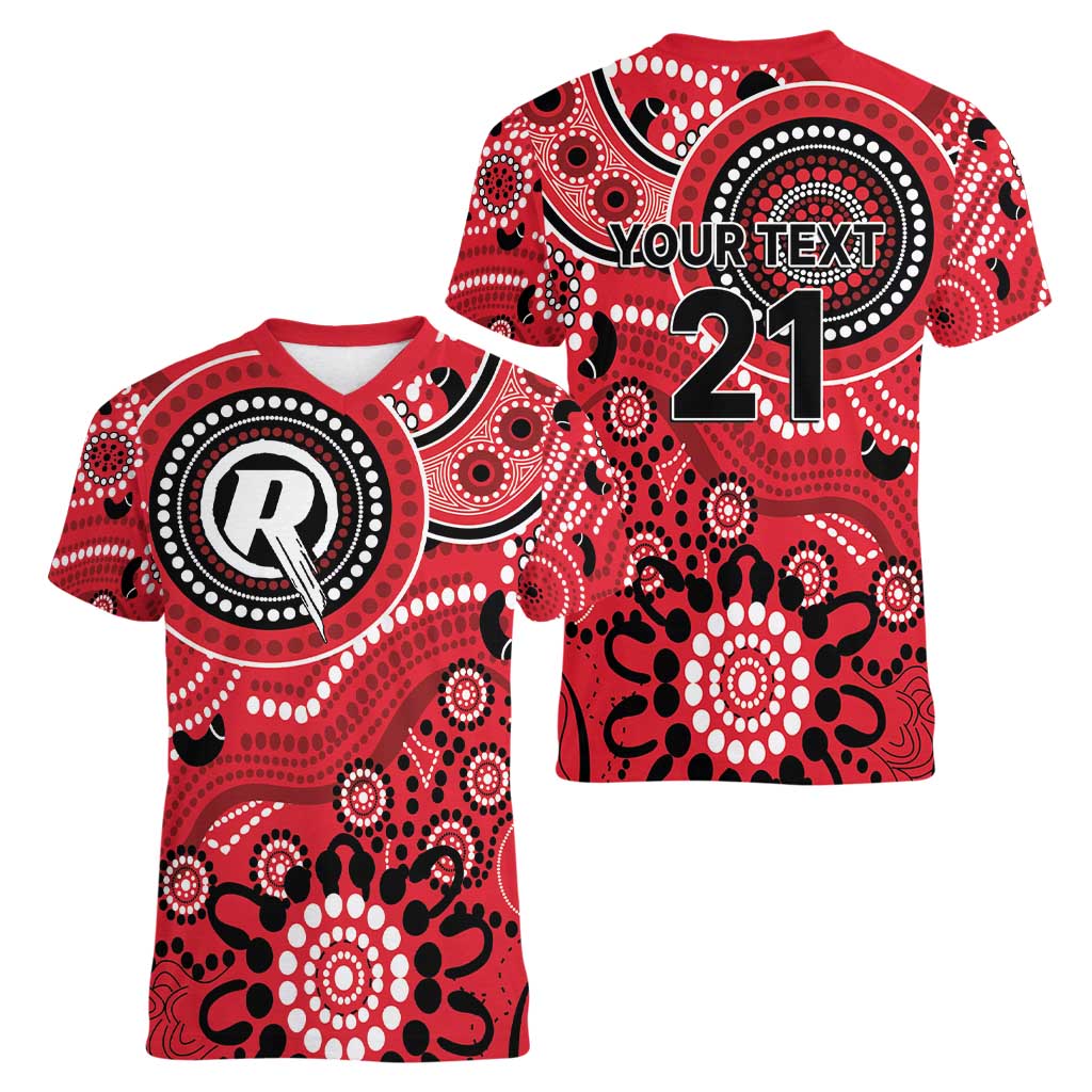 Renegades Cricket Custom Women V-Neck T-Shirt Australian Aboriginal