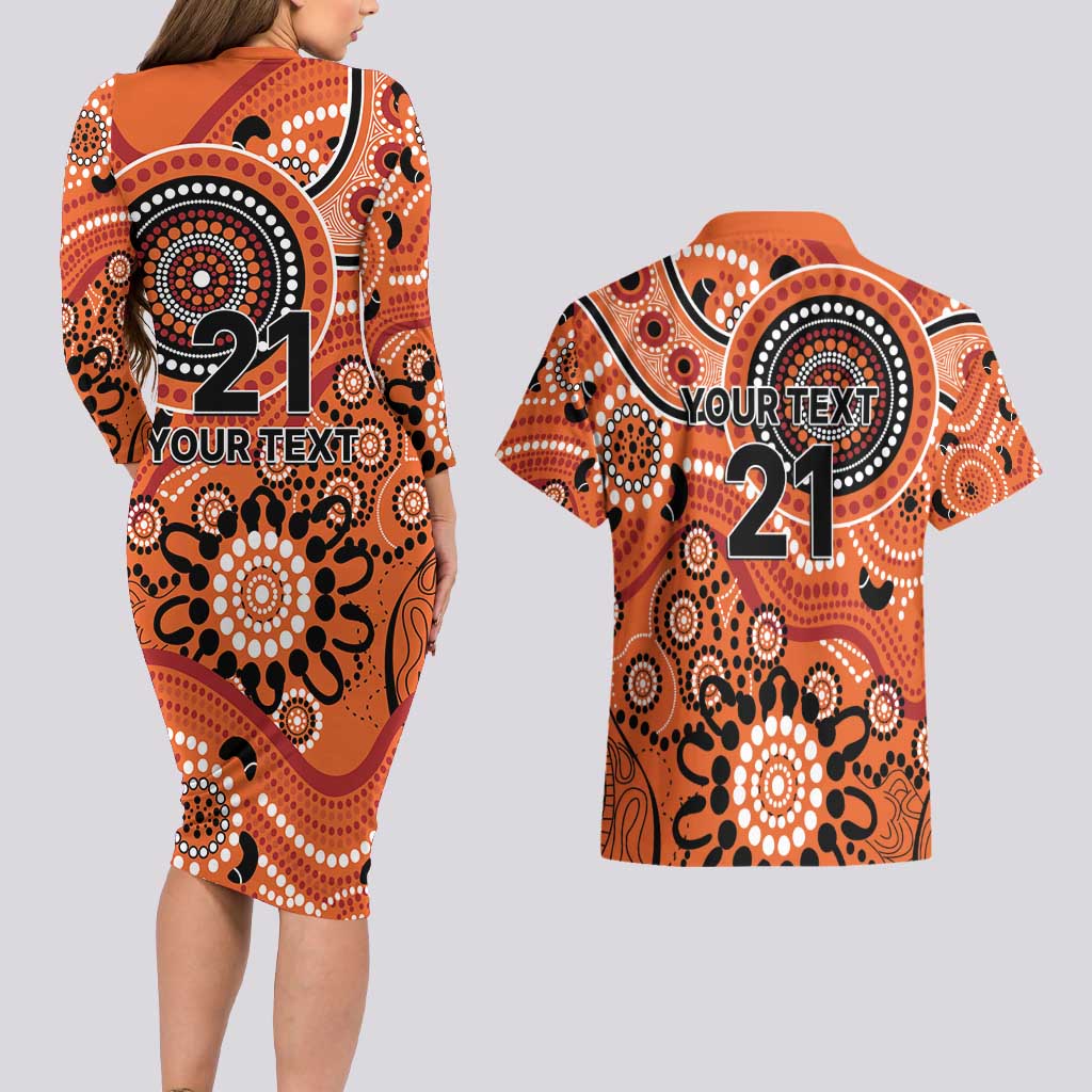 Scorchers Cricket Custom Couples Matching Long Sleeve Bodycon Dress and Hawaiian Shirt Australian Aboriginal