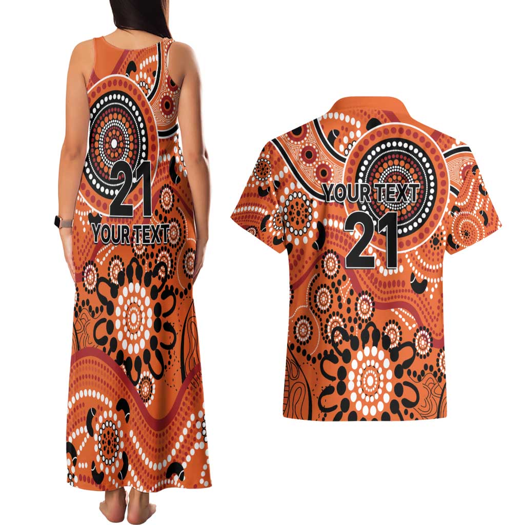 Scorchers Cricket Custom Couples Matching Tank Maxi Dress and Hawaiian Shirt Australian Aboriginal