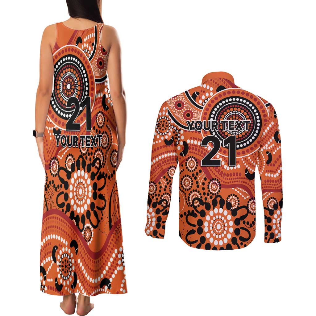 Scorchers Cricket Custom Couples Matching Tank Maxi Dress and Long Sleeve Button Shirt Australian Aboriginal