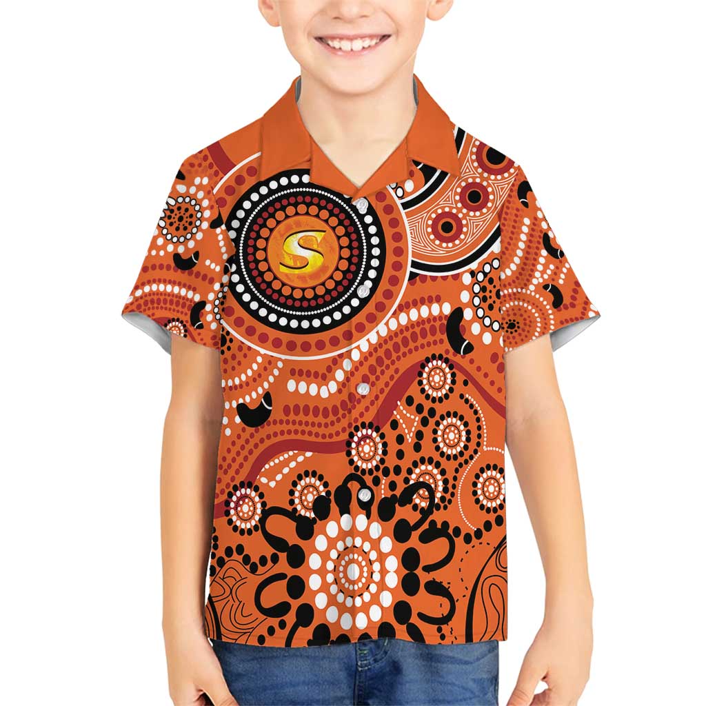 Scorchers Cricket Custom Family Matching Long Sleeve Bodycon Dress and Hawaiian Shirt Australian Aboriginal