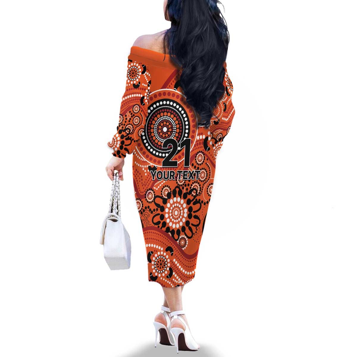 Scorchers Cricket Custom Family Matching Off The Shoulder Long Sleeve Dress and Hawaiian Shirt Australian Aboriginal