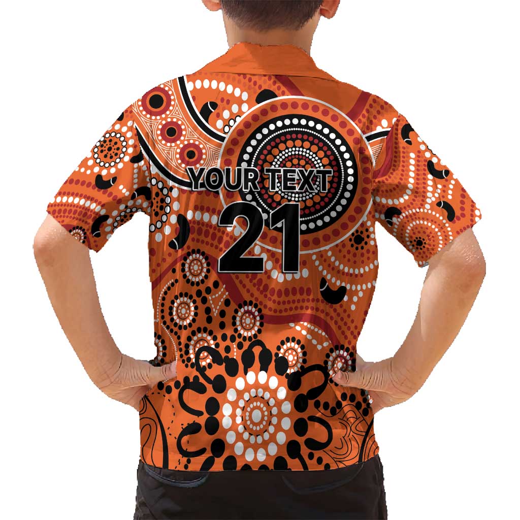 Scorchers Cricket Custom Family Matching Off Shoulder Maxi Dress and Hawaiian Shirt Australian Aboriginal