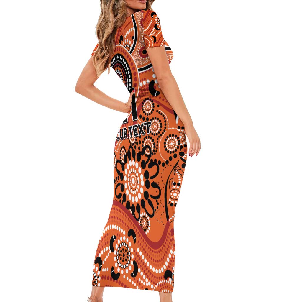 Scorchers Cricket Custom Family Matching Short Sleeve Bodycon Dress and Hawaiian Shirt Australian Aboriginal