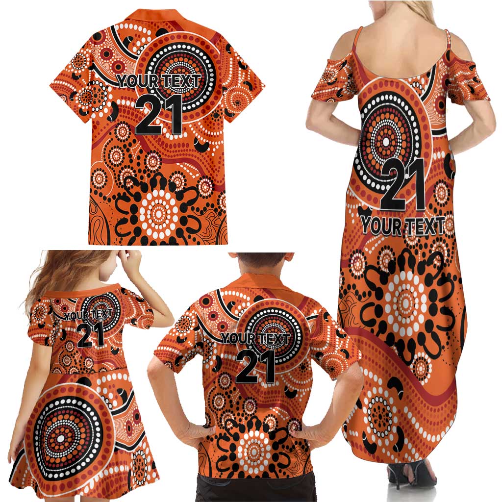 Scorchers Cricket Custom Family Matching Summer Maxi Dress and Hawaiian Shirt Australian Aboriginal