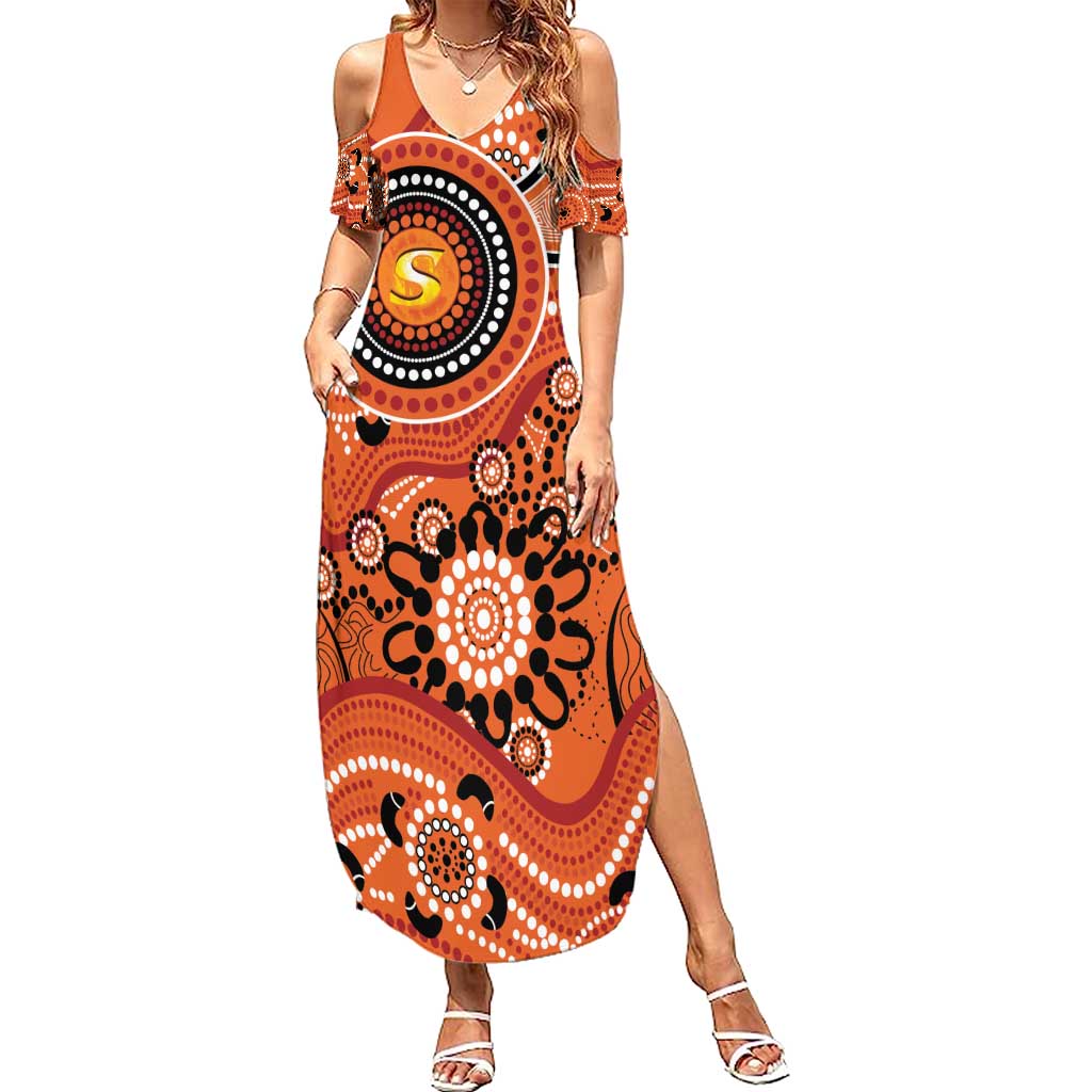 Scorchers Cricket Custom Family Matching Summer Maxi Dress and Hawaiian Shirt Australian Aboriginal