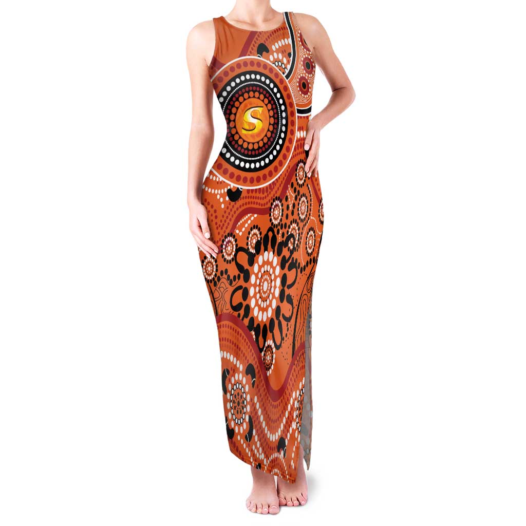 Scorchers Cricket Custom Family Matching Tank Maxi Dress and Hawaiian Shirt Australian Aboriginal