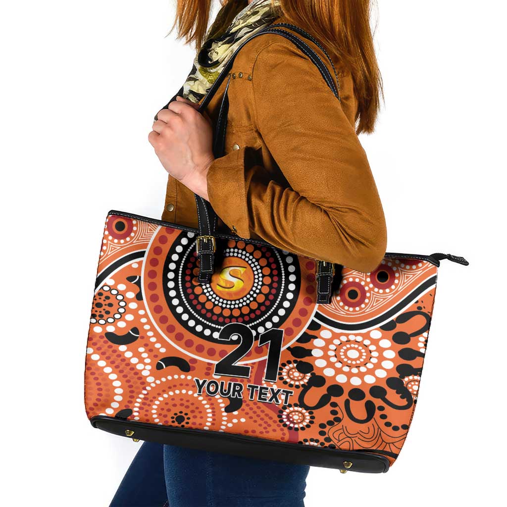 Scorchers Cricket Custom Leather Tote Bag Australian Aboriginal