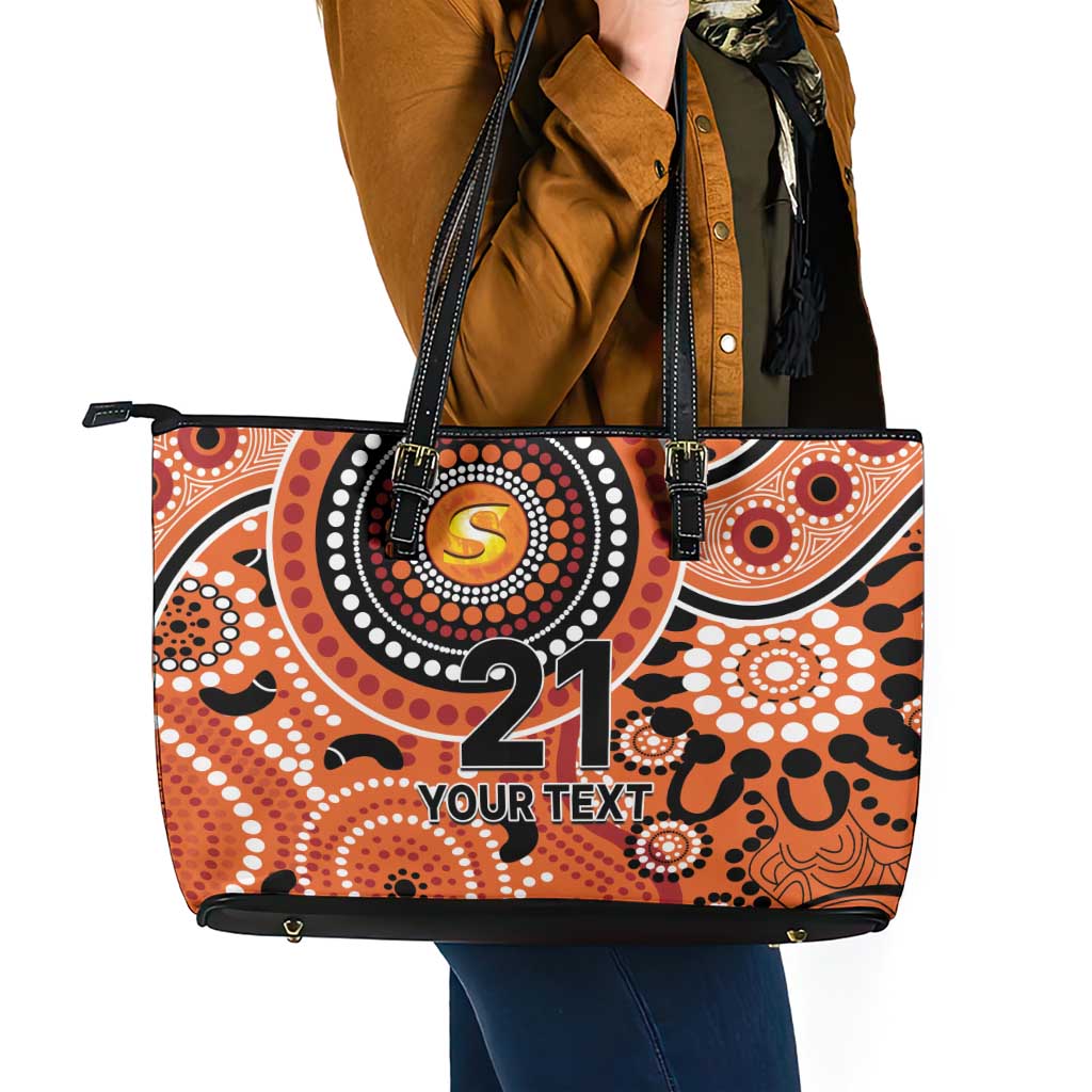 Scorchers Cricket Custom Leather Tote Bag Australian Aboriginal