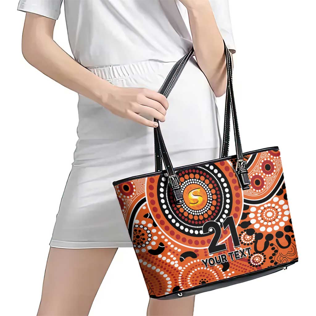 Scorchers Cricket Custom Leather Tote Bag Australian Aboriginal