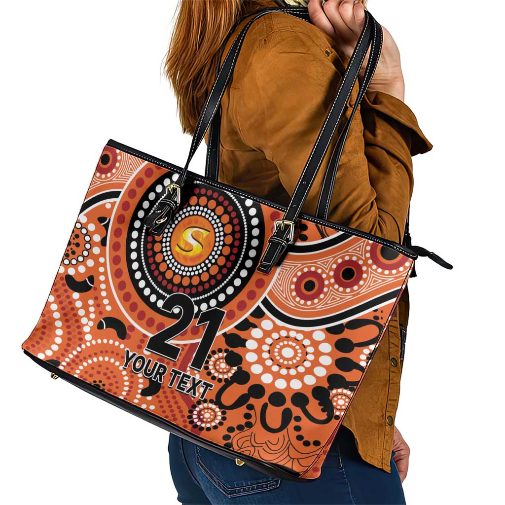 Scorchers Cricket Custom Leather Tote Bag Australian Aboriginal