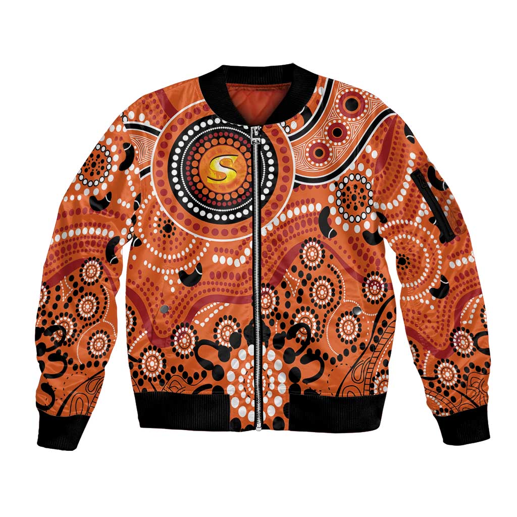 Scorchers Cricket Custom Sleeve Zip Bomber Jacket Australian Aboriginal