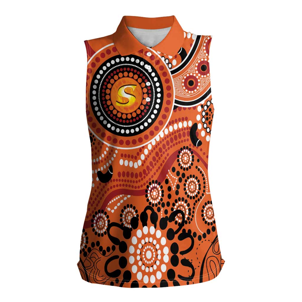 Scorchers Cricket Custom Women Sleeveless Polo Shirt Australian Aboriginal