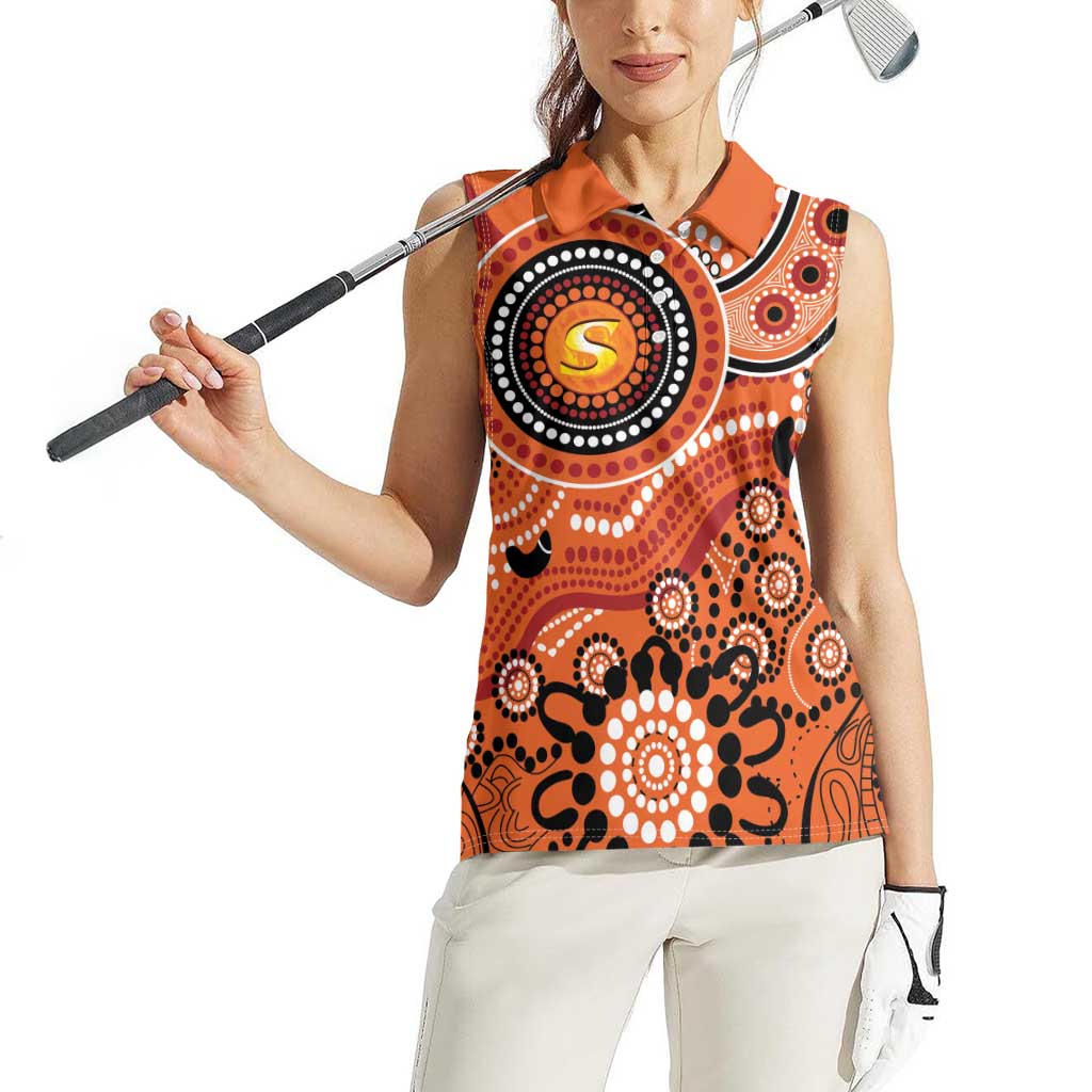 Scorchers Cricket Custom Women Sleeveless Polo Shirt Australian Aboriginal