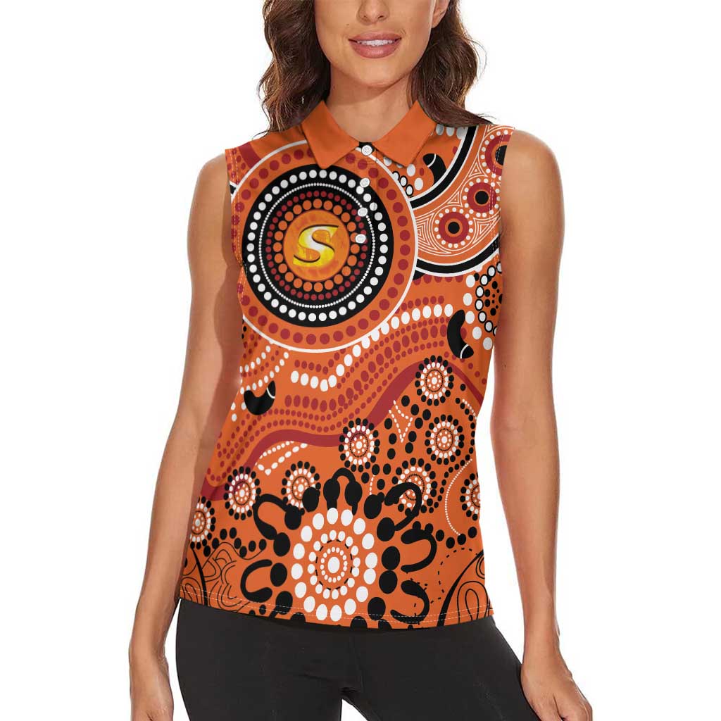 Scorchers Cricket Custom Women Sleeveless Polo Shirt Australian Aboriginal