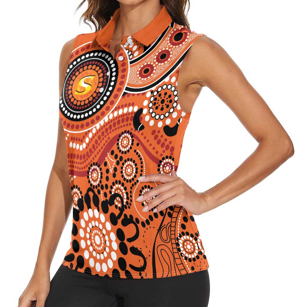 Scorchers Cricket Custom Women Sleeveless Polo Shirt Australian Aboriginal