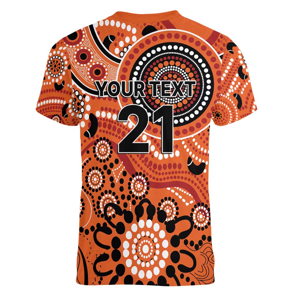 Scorchers Cricket Custom Women V-Neck T-Shirt Australian Aboriginal